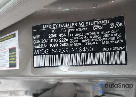 2009 Mercedes-Benz C 300 Luxury from USA, damaged, VIN WDDGF54XX9F218450